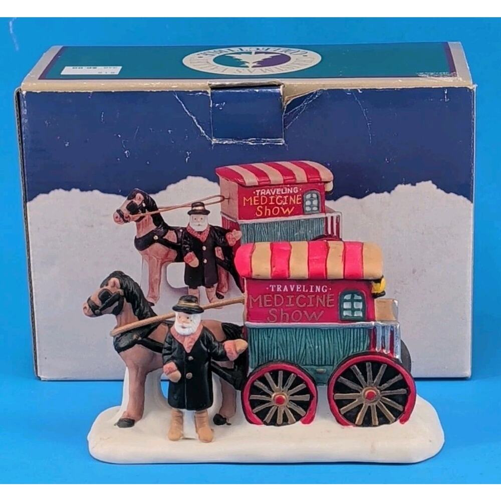 Christmas Valley Collectible Traveling Medicine Show Figurine w Box VTG Holiday